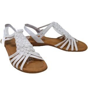 Impo BRINLEY Memory Foam White Stretch Flat Strappy Sandals, Size 7
